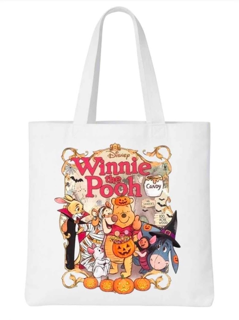 Winnie the Pooh Halloween Graphic Tote Bag - White